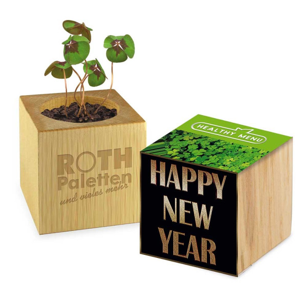 Houten plantenset met klavertjes vier