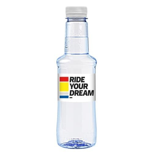 Waterflesje rood | 330 ml | Papieren etiket full colour | Witte dop