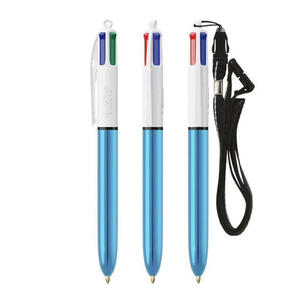 BIC® 4 Colours Shine balpen + Lanyard