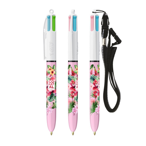 BIC® 4 Colours Fashion balpen + Lanyard