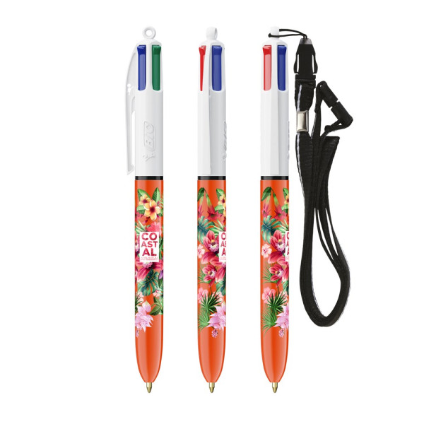 BIC® 4 Colours Fine balpen + Lanyard